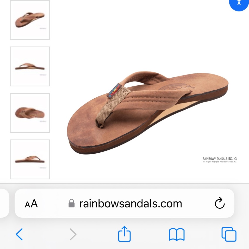 Rainbow Sandals 7.5-8.5 Luxury Leather-Single Layer Arch Support with a 1" Strap